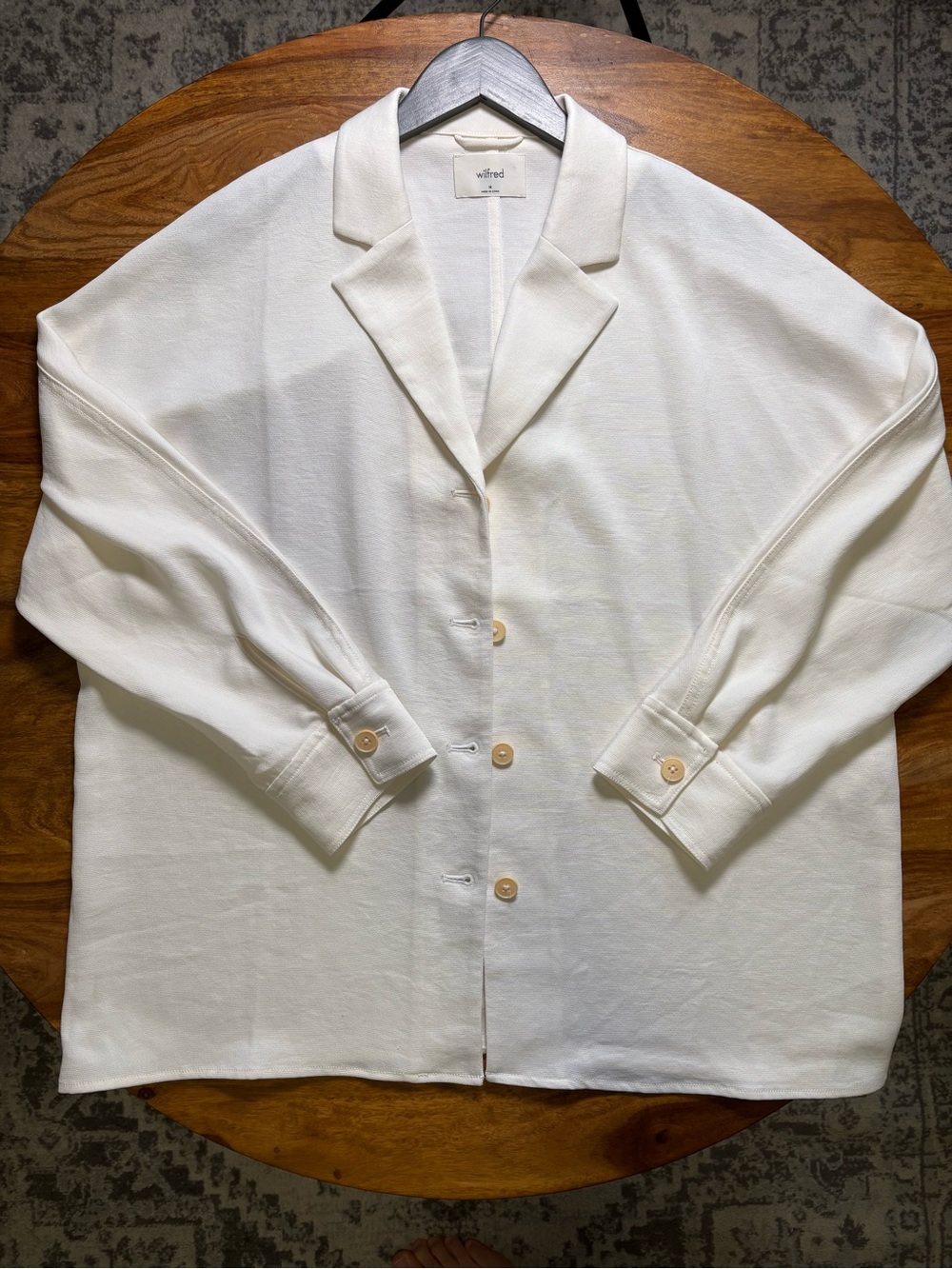 Wilfred Cream Relaxed Open-Collar Button-Down Shirt Blazer